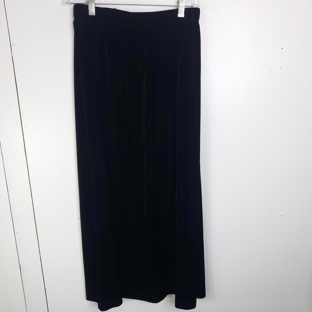 Vintage Skirt Womens M Maxi Stretchy Pull On Solid Neutral Black Bentley Retro